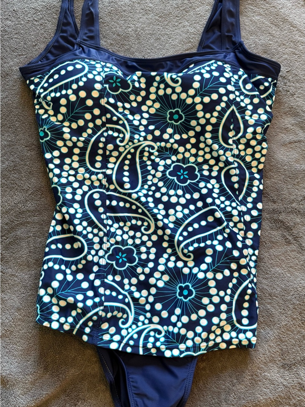 Navy Floral Dot One-Piece - Blue & White Pattern
